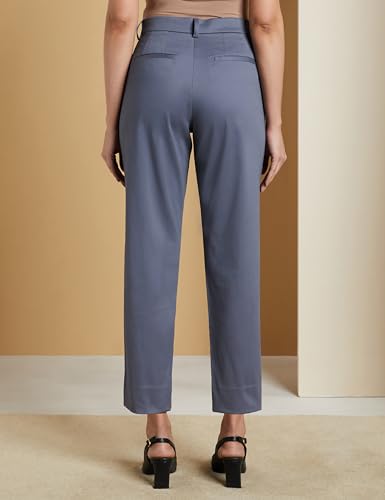 Image of Symbol Premium Women Mid Rise Cotton Tapered Trousers (Flexi-Waist | Smart Casual Pants) (Available in Plus Sizes)
