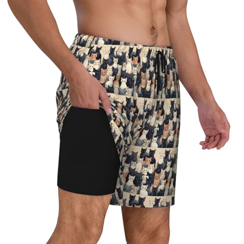 Cat Print Print Men Stylish Functionality Swim Trunks Breathable Beach Shorts Surfing Gym Fishing3