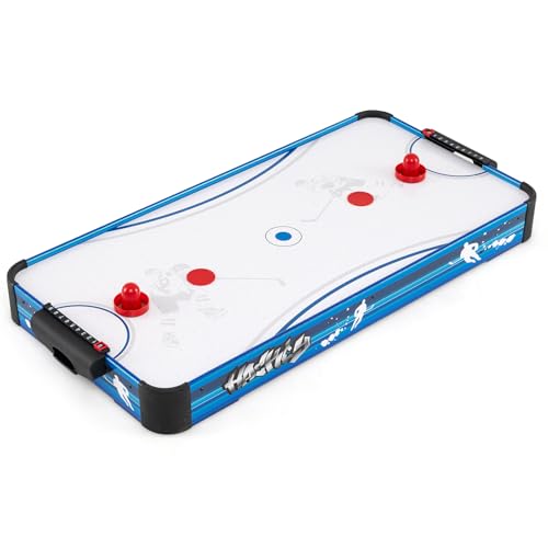 COSTWAY Table de Hockey à Air avec Ventilateur 12V & Pointage Manuel Coulissant, Table de Jeu Compact avec 2 Palets & 2 Poussoirs, Air Hockey pour Adultes...