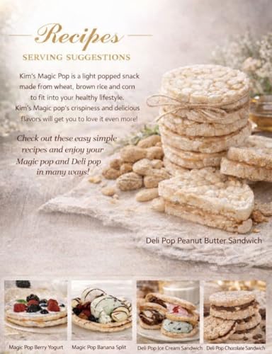 Kim's Magic Pop Freshly Popped Rice Cakes | Vegan | Original Flavor | 6 Bags | 15 Cakes per Bag | Low Carb, Sugar Free, Fat Free, Natural, Multigrain Korean Snack | Easy Bread, Chip, Cracker Replacement
