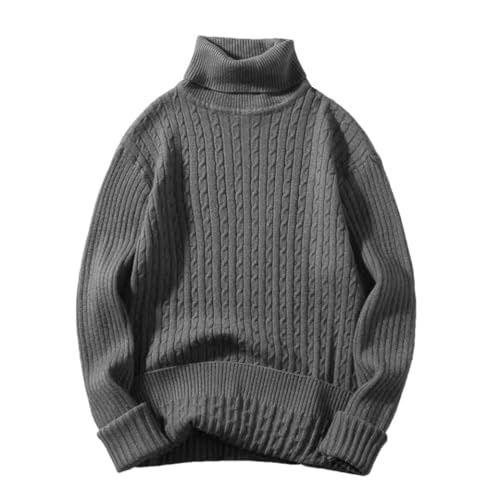 Men's High Neck Pullover Knit Sweater Slim Fit Casual Streetwear Long Sleeve Mock Neck Winter Warm Knitwear Top
