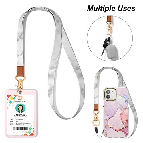 Hsxnam Neck Lanyard Key Chain, Long Lanyard Strap Keychain Holder For Women Men Car Keys Id Badges Card Wallet Phone Camera, White Marble #TOP3