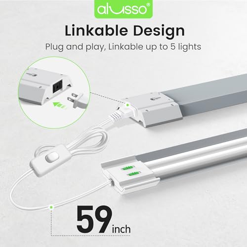 Image of ALUSSO LED Shop Lights 4FT with Reflector, 5000LM Super Bright, Adjustable 3000K-5000K Color Temperature, 120V, Warm to Cool Daylight Linkable Shop Lights for Workshop /Basement, 2 Pack