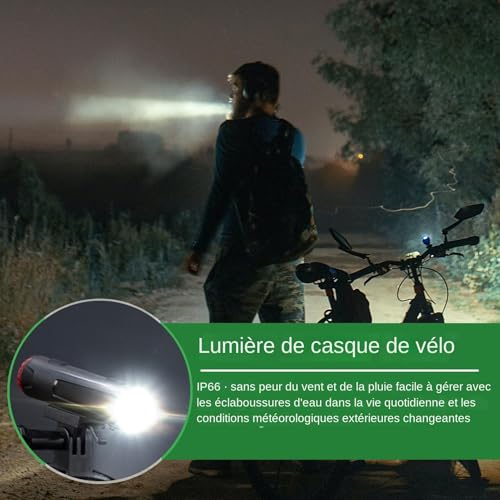 Lampe pour casque de vélo avec LED ajustable à 5 modes d'éclairage