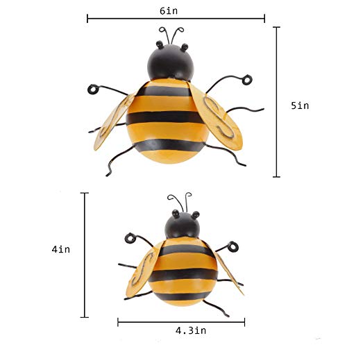 image for MorTime 4 Pack Metal Bee Wall Art Sculptures Garden Decorations, Hangi