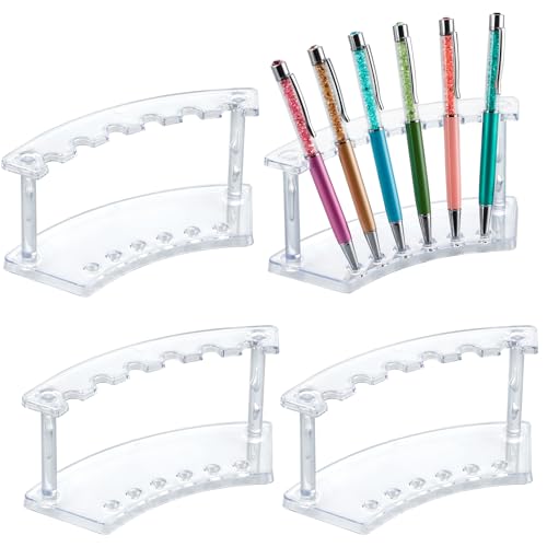 MOLIGOU 4 Pcs Pen Display Stand, 6 Slots Plastic Pen Holder, Beadable Pen Display Stand for Craft Shows