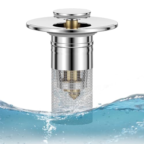 Tapón para lavabo con filtro antigoteo plateado