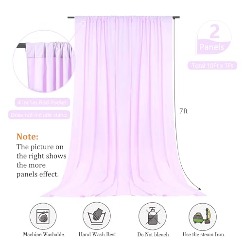 Image of 10 x 7 Feet Light Purple Backdrop Curtain for Partie, Background Curtains for Photoshoot, Birthday, Wedding, Halloween, Thanksgiving, Christmas, New Year Party Decorations 5Ft x 7Ft, 2 Panels