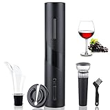 SendNova Electric Wine Opener,Automatic Corkscrew Bottle Opener Set with Foil Cutter,Aerator Pourer,Vacuum Stopper,Reusable Wine Openers for Home,Kitchen,Party and Bar(Black)