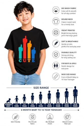 Image of Double F Boys Half Sleeve Cotton Regular Fit Printed Round Neck T-Shirt for Ages 6 Months to 16 Years