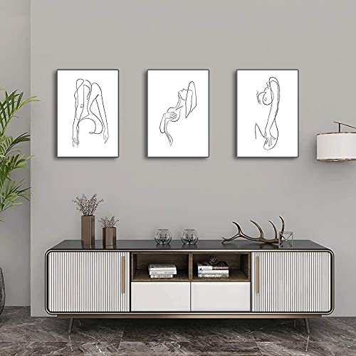 Line Art Minimalistic Women Body Line Wall Art Woman Body Minimal Drawing Line Drawing Woman Canvas Print Poster Black And White Line Art Decor Painting For Living Room Bedroom Decor #TOP2