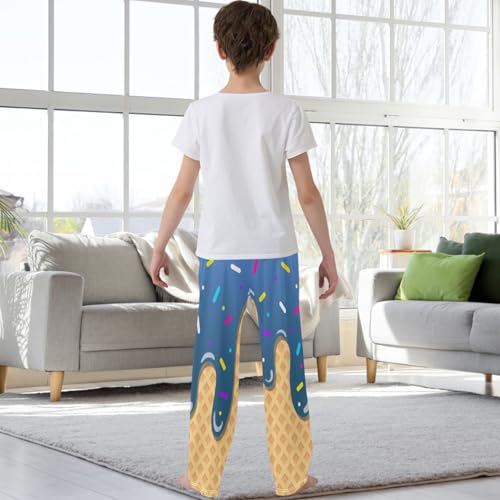 Boys' Pants Ice Cream Drip Blue Joggers Elastic Long Bottoms Trousers Sweatpants with Pockets Size 6-143