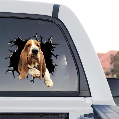 Image of Vinyl Dog Stickers - Car Decals for Women & Dog Lovers (Basset Hound)