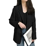 [ASARANS] テーラード ジャケット アウター 長袖 レディース スーツ 上着 通勤 フォーマル カジュアル シンプル 大人 上品 春 秋 (JP, アルファベット, L, ブラック)