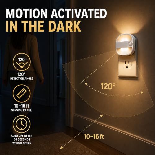 Image of L LOHAS LED Motion Sensor Night Light, Plug in Night Light, 3CCT 4 Pack