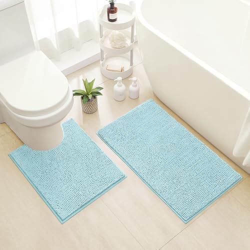 HOMEIDEAS Bathroom Rugs Set 2 Pieces, Ul…