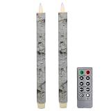 CozierGlow Flameless Taper Candles Flickering with Remote and Timer, 3D Moving Flame Taper Candle Battery Operated to 400 Hours, 9 Inch Window Candles, (Birch Bark)
