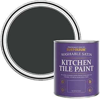 Rust-Oleum Black water resistant Kitchen Tile Paint in Satin Finish - Natural Charcoal (BLACK) 750ml