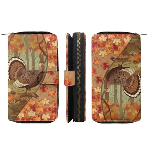 Image of COEQINE Ladies Wallets Pink Leopard Heart Black Printed Leather Phone Long Clutch Purses Check Coin Change Holder