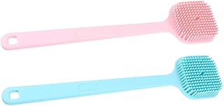 FOMIYES Escova De Corpo De Escovagem A Seco 2 Pcs Escova de Corpo de Silicone Escova Esfoliante Traseira Com Al?a Longa para Escovar a Seco Molhado Do Chuveiro Esfregão De Mão