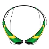 Bluetooth Headphones/Headset Rymemo Match Color Metallic-Feeling Soft Polishing Wireless Music Earphones Stereo Earbuds Sports/Running Magnetic Neckband Style for Cellphone,Yellow-Green