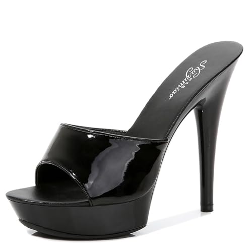 Women's Peep Toe Stiletto platform Sexy Prom Slides 5.12in High Heel FishMouth Open Toe breathe comfort Heeled Y2K Party Sandals for Evening Wedding