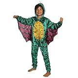 Drache Polar Fleece Einteiler Pyjama, Kinder Onesie mit Kapuze., multi-color, 7-8 jaar