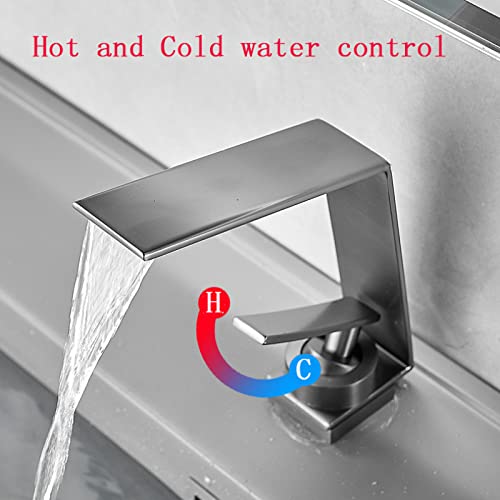 Robinet cascade de salle de bain monotrou pour vasque moderne blanc - 6