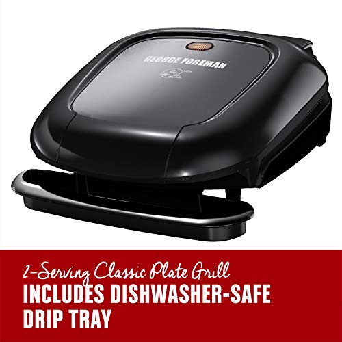 George Foreman GR0040B 2-Serving Classic Electric Plate Grill, Black
