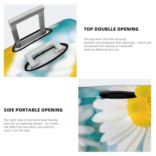 Daisy Flowers Print Luggage Cover For Suitcase,Washable Elastic Travel Suitcase Protector With Zipper Closure And Bottom Buckle – Fits 18-32" Luggage-Medium3