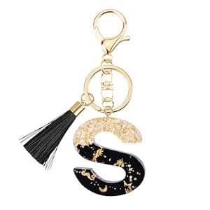 Fashion Black Key Chains for Women Girls, Initial Letter Keychains with Tassel, Charms for Key Handbags Backpacks