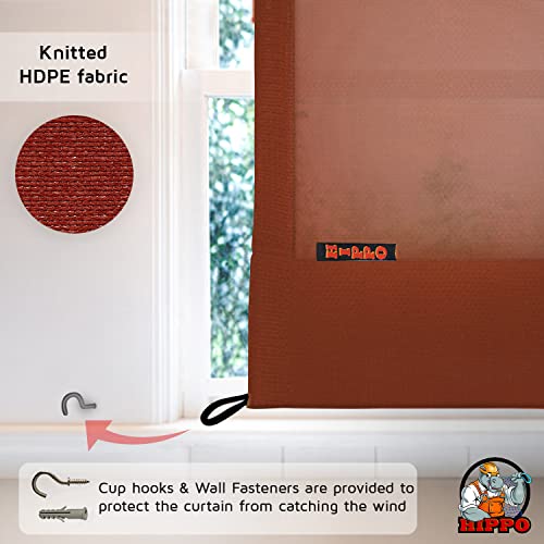 Image of HIPPO High Density Polyethylene 150 GSM Outdoor Loop Curtains Sun Blocking, UV Protection, Light-Filtering Balcony Curtain (Brown, 3FTX9FT, 1PC)