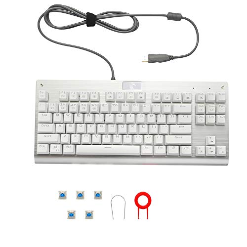 RGB Mechanical Gaming Keyboard, E-Element Z-77 Programable RGB Backlit, Blue Switches,Water Resistant, 87 Keys Anti-Ghosting for Mac PC, White - Thumbnail 7