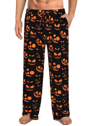 Mens Halloween Pajama Pants,Novelty Funny Soft Pj Sleep Lounge Bottoms with Pockets & Drawstring
