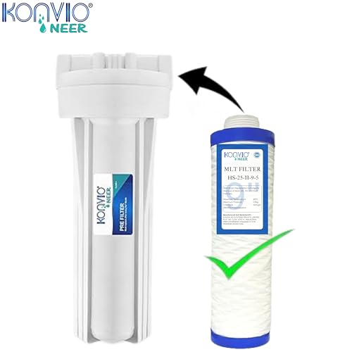 Image of KONVIO NEER 9 Inch PP Yarn Wound Sediment Water Filter Cartridge, Heavy Duty Threaded MLT Spun Pre Filter Cartridge Compatible for 10 Inch Pre-Filter Housing of All Water Purifier | Pack of 2
