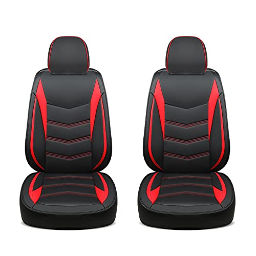 Image of LUCKYMAN CLUB Front-only Seat Covers for Tacoma 2005-2023 with Waterproof Faux Leather (Front only, Red)