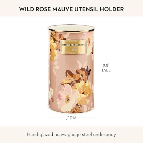 Image of MACKENZIE-CHILDS Enamel Utensil Holder, Wild Rose Mauve