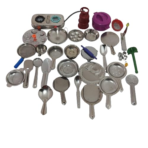 Steel Kitchen Set Miniature/Toys for Girls, Real Cooking, Mini Kitchen Kit/choppu Jaman for Kids (30 Pieces) (B0DDCL9DDX) Amazon Price History, Amazon Price Tracker