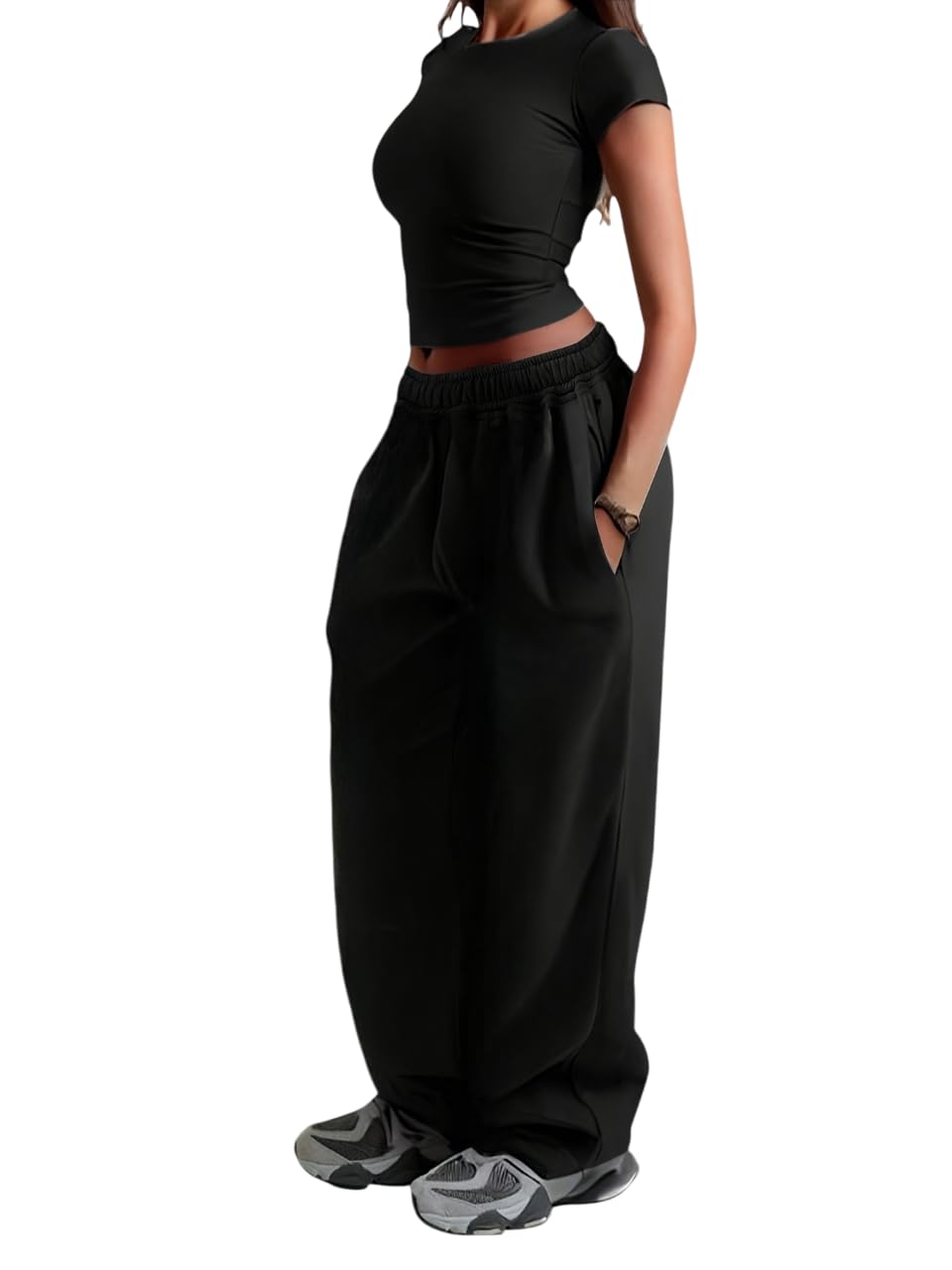 dockstreet Straight Wide fit Long Length Open Bottom Jogger for Women/Trending Multi Pocket Style, Relaxed Casual Pants for Women-picture-19