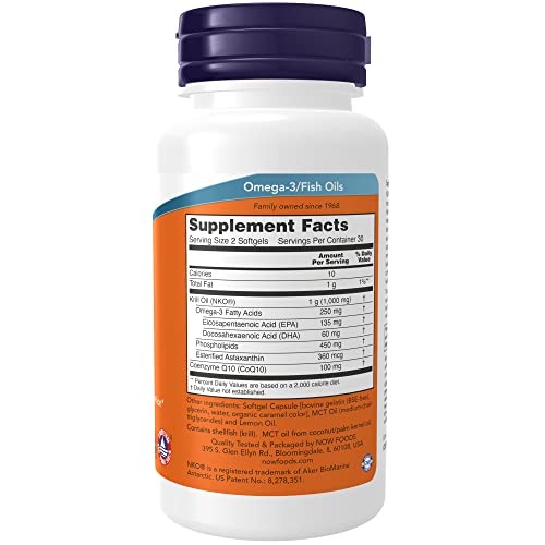 Now Supplements, Krill & Coq10, Phospholipid-Bound Omega-3, Heart Support*, 60 Softgels #TOP1
