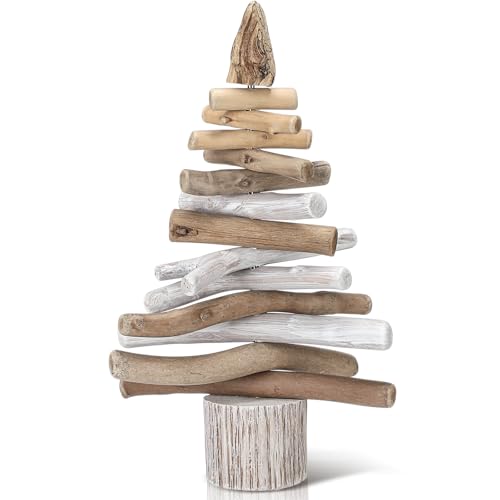 Civaner Driftwood Christmas Tree 12.2'' Wood Holiday Mantle Tabletop Decor