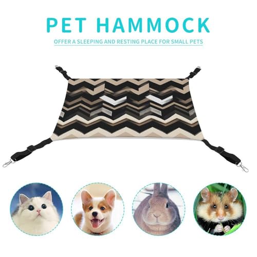 Hamac pour chat suspendre réglable motif zigzag noir et blanc - 5