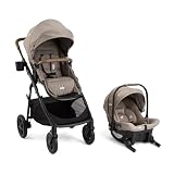 Joie Ginger and Mint Latch Travel System – 4-in-1 Travel System with Base-Free Infant Car Seat & Stroller, Built-in Latch for Easy Install and an Included All-Terrain Stroller (Mocha)