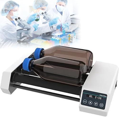 Digital Laboratory Roller Agitator, Adjustable Speed 20-80 RPM Reagent Bottle Shaker, 4 Roller Mixer for Chemical & Biological Lab Use, Enhanced Performance & Stability