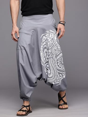 Image of The Veshti Company Printed Harem Pants for Men's Cotton Hippie Style Baggy Boho Yoga Pajama Pant with Pocket