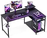 ODK ゲーミングデスク l字 パソコンデスク 幅110 机 デスク desk 棚付き 在宅勤務 pcデスク 桌子 勉強机 L字型 組立簡単 カーボンブラック 右棚