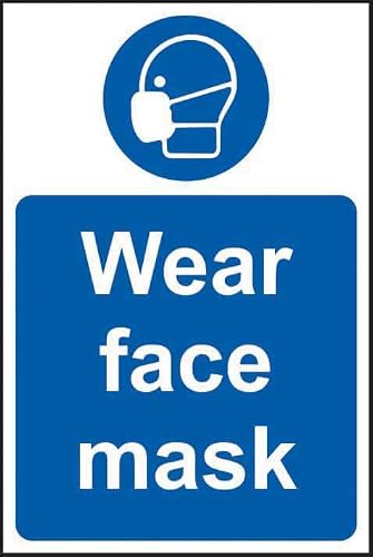 Mandatory Sign - Wear Face Mask, 12x8 Metal Tin Sign, Face mask must be worn.