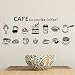 Wall Stickers Muraux Café Vinyle Sticker Café Gâteau Tasse À Café Signe Mural Art Café Shop Bar Murale Verre Décor Taille Finie 36X14In (93X36Cm)