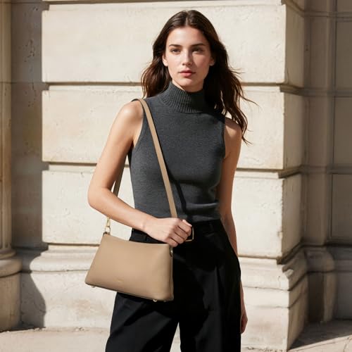 Image of Kattee Genuine Leather Crossbody Bag for women, Small Purse | Compact size. 2 removable & adjustable straps for versatile carry. Fits phone, cards & daily essentials. Trendy style