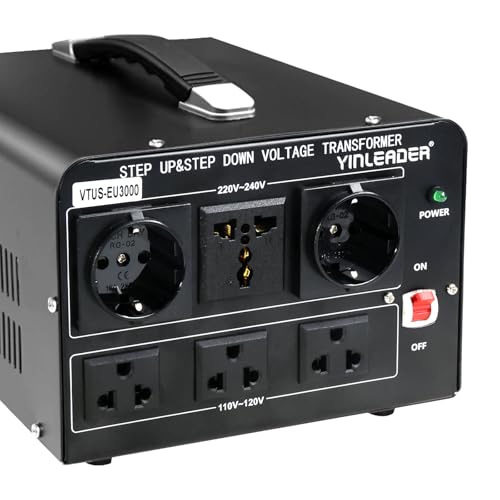 Yinleader Transformador Convertidor de voltaje de 3000 W (220 V a 110 V, 110 V a 220 V) Convertidor de...